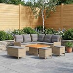 vidaXL Ensembles de meubles 7 Pièces Beige et Gris clair Rotin PE