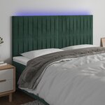 vidaXL Tête de lit à LED Vert foncé 160x5x118/128 cm Velours