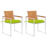 vidaXL Chaises de jardin avec coussins lot de 2 Acacia solide et acier