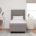Lit boîte avec matelas et LED Taupe 90x200 cm Tissu