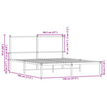 vidaXL Cadre de lit en métal sans matelas chêne fumé 140x190 cm