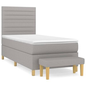 vidaXL Sommier à lattes de lit avec matelas Gris clair 100x200cm Tissu