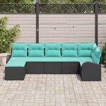 vidaXL Ensemble de Canapés 7 Pièces Noir et turquoise polyrotin