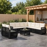 vidaXL Ensemble de canapé de jardin 10 pc Noir et blanc crème
