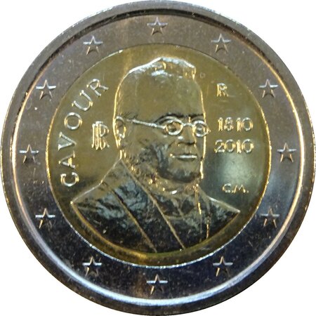 Monnaie 2 euros commémorative italie 2010 comte de cavour