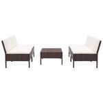 Salon de jardin meuble d'extérieur ensemble de mobilier 5 pièces avec coussins résine tressée marron 02_0016461