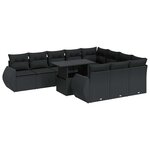 vidaXL Salon de jardin 11 Pièces avec coussins noir résine tressée