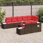 vidaXL Ensemble de canapé de jardin 9 Pièces Marron polyrotin