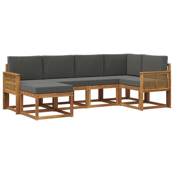 vidaXL Ensemble de canapés d'extérieur 6 Pièces Naturel et Anthracite