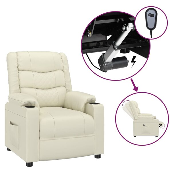 vidaXL Fauteuil inclinable électrique Crème Similicuir