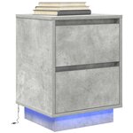 vidaXL Tables de chevet avec lumières LED 2 Pièces gris béton 38x34x50 cm
