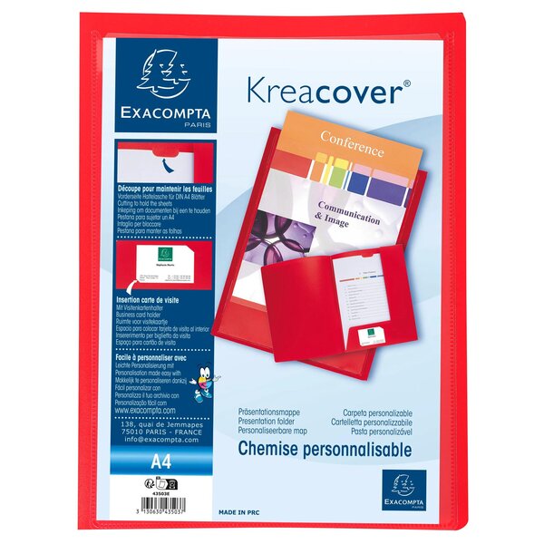 Chemise De Présentation Polypropylène Souple Krea Cover - A4 - Rouge - X 30 - Exacompta