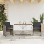 vidaXL Ensemble de bistro 3 Pièces avec coussins gris résine tressée