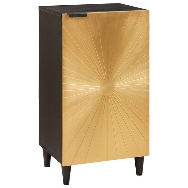 vidaXL Buffet Noir et or 40 x 33 x 75 cm bois de manguier massif