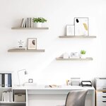 vidaXL Étagères murales flottantes 4 Pièces Chêne 80x23 5x3 8 cm MDF