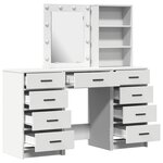 Set de coiffeuse 3 pièces avec LED en bois d'ingénierie blanc