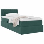 vidaXL Lit de Rangement avec matelas Vert foncé 90 x 200 cm Velours