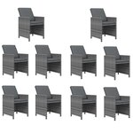 vidaXL Ensemble à manger de jardin coussins 11 Pièces Résine tressée Gris