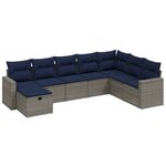vidaXL Salon de jardin 8 Pièces avec coussins gris résine tressée