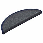 vidaXL Tapis d'escalier 30 pièces 56 x 17 x 3 cm Gris foncé et bleu Demi-rond