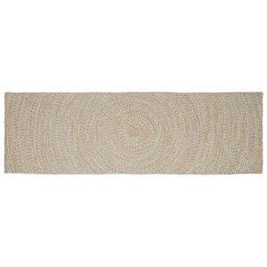 vidaXL Tapis de surface Rectangulaire Naturel et Blanc 60 x 250 cm