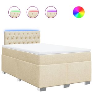 vidaXL Sommier à lattes de lit avec matelas crème 120x190 cm tissu