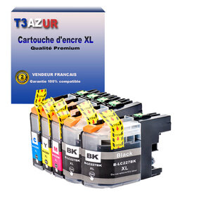 T3AZUR Lot de 5 Cartouches compatibles avec Brother LC225XL LC227 XL pour Brother DCP-J4120DW MFC-J4420DW