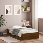 vidaXL Cadre de lit et tiroirs chêne marron 75x190cm bois d'ingénierie