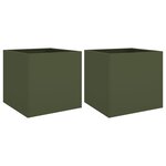 vidaXL Jardinières 2 Pièces vert olive 42x40x39 cm acier