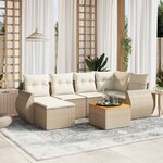 vidaXL Salon de jardin avec coussins 7 Pièces beige résine tressée