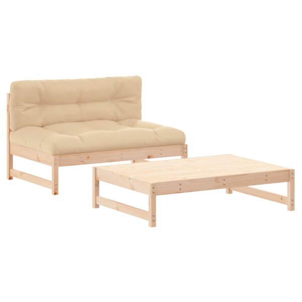 vidaXL Salon de jardin 2 Pièces avec coussins bois massif