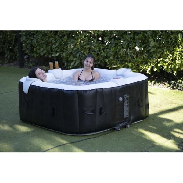 SUNSPA - Spa Gonflable 6 personnes carré avec Bandeau LED - Pret en 5 minutes - Couverture et filtre inclus