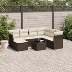 vidaXL Salon de jardin 8 Pièces avec coussins marron résine tressée