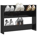 vidaXL Armoire à chaussures murale noir brillant bois d'ingénierie