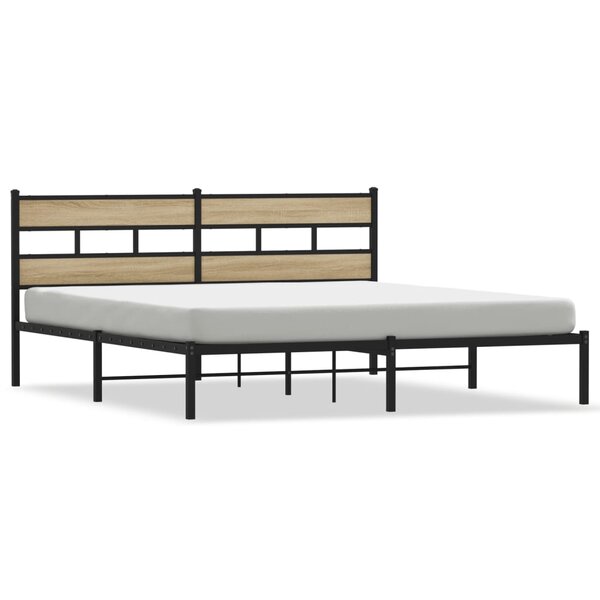 vidaXL Cadre de lit en métal sans matelas chêne sonoma 193x203 cm