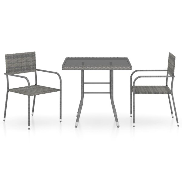 vidaXL Ensemble à manger de jardin 3Pièces Résine tressée Anthracite gris