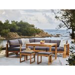 BOCARNEA Salon de jardin LEVATA DINING en bois d'acacia FSC - Avec table haute - 7 personnes - Coussins gris anthracite + Housse inc