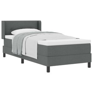 vidaXL Lit à ressorts avec matelas Gris foncé 200 x 100 cm Polyester