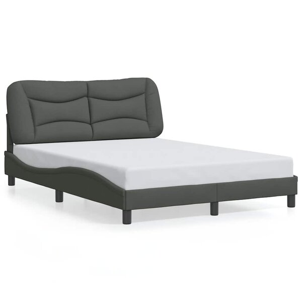 vidaXL Cadre de lit sans matelas Hvar gris foncé 140x200 cm tissu