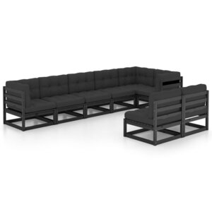 Salon de jardin meuble d'extérieur ensemble de mobilier 8 pièces avec coussins bois de pin massif 02_0017508