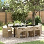 vidaXL Ensemble de salle à manger pour jardin 9 Pièces Beige polyrotin