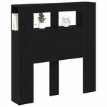 vidaXL Tête de lit LED avec étagère Chêne noir 100 x 18 5 x 103 5 cm