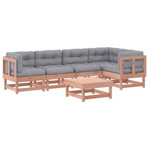 vidaXL Salon de jardin 6 Pièces avec coussins bois massif Douglas