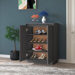 Vidaxl armoire à chaussures gris 60x35x80 cm bois de pin massif