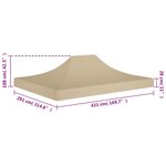 vidaXL Toit de tente de réception 4 5x3 m Beige 270 g/m²