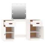 vidaXL Ensemble de coiffeuse avec LED Blanc Bois de pin solide
