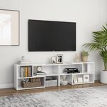 vidaXL Meuble TV Blanc brillant 149x30x52 cm Bois d'ingénierie