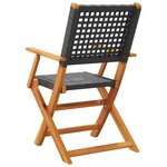 vidaXL Chaises de jardin pliantes lot de 4 noir poly rotin bois massif