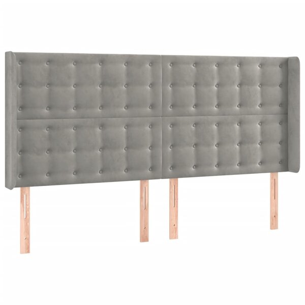 vidaXL Tête de lit avec oreilles Gris clair 183x16x118/128 cm Velours