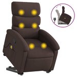vidaXL Fauteuil inclinable de massage Marron foncé Tissu